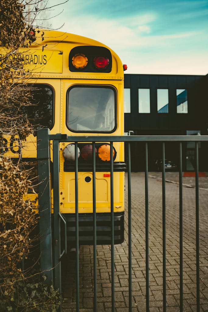 Back View of a School Bus